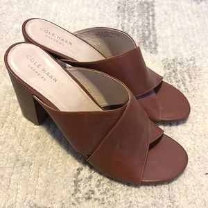 Cole Haan Mules in Cognac Leather - Size 7.5